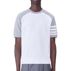 톰브라운 라이트 그레이 코튼 오토만 립 4-바 티셔츠