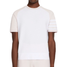 톰브라운 로고 패치 크루넥 티셔츠 핑크