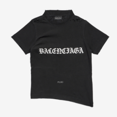 발렌시아가 고딕 타입 슈렁크 바디콘 핏 티셔츠 블랙