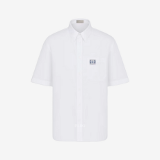 디올 Charm 화이트 코튼 포플린 반소매 셔츠