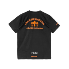 크롬하츠 오렌지 크로스 슬로건 숏 슬리브 티셔츠