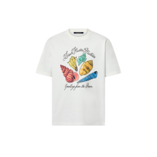 루이비통 프린티드 쇼트 슬리브드 코튼 티셔츠