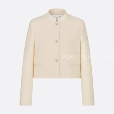 디올 에크루 울 실크 크롭 재킷