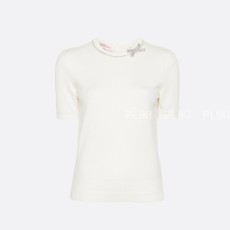 발렌티노 라인스톤 장식 니트 탑 화이트