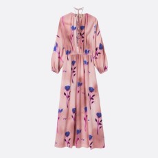 구찌 실크 크레이프 드 신 플로럴 프린트 드레스