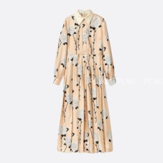 구찌 플로럴 프린트 크레이프 드 신 드레스