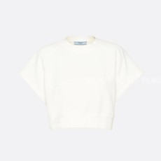 프라다 반소매 코튼 플리스 스웨트셔츠