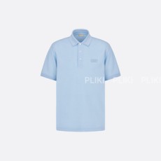 디올 아이콘 블루 코튼 폴로 티셔츠