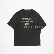 아크네 스튜디오 릴랙스핏 로고 티셔츠 페이딩 블랙