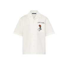 루이비통 오픈 칼라 쇼트 슬리브드 코튼 셔츠 화이트