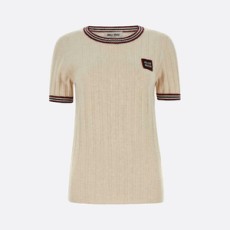 미우미우 로고패치 캐시미어 리브 니트