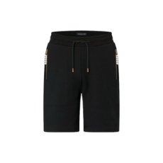 루이비통 남성 엠브로이더드 저지 쇼츠 캐주얼 반바지 블랙