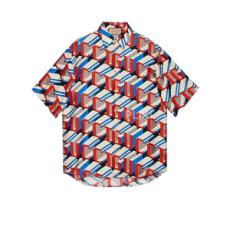 구찌 픽셀 프린트 실크 셔츠