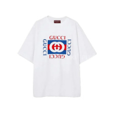 구찌 프린트 코튼 저지 티셔츠 화이트