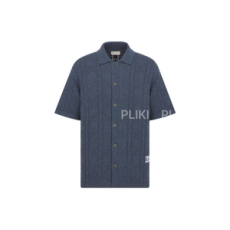 디올 블루 코튼 캐시미어 포인텔 니트 까나쥬 반소매 셔츠