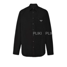 프라다 로고 코튼 셔츠