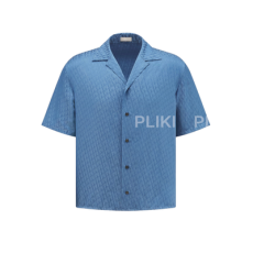 디올 오블리크 반소매 셔츠 블루