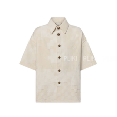 루이비통 다미에 숏슬리브 데님 셔츠 에크루