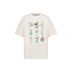 디올 화이트 슬럽 코튼 저지 티셔츠