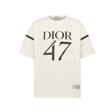 디올 화이트 슬러브 코튼 저지 티셔츠