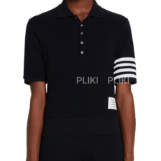 톰브라운 네이비 컴팩트 와플 립 커프 4-바 폴로셔츠