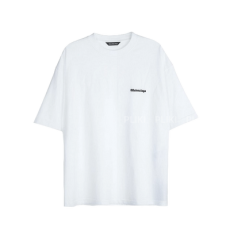 발렌시아가 로고 미디움 핏 티셔츠 베이지 화이트