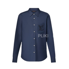 루이비통 로고 엠브로이더리 코튼 셔츠