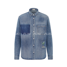 디올 클래식 핏 자수 데님 셔츠