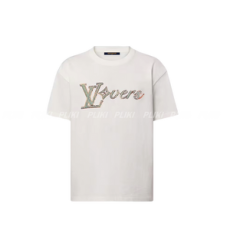 루이비통 엠브로이더드 쇼트 슬리브드 티셔츠