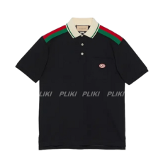 구찌 인터로킹 G 코튼 폴로 셔츠 블랙