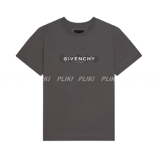 지방시 Reverse 타로 프린트 코튼 티셔츠 그레이