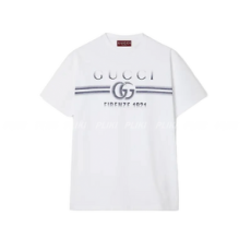 구찌 프린트 코튼 저지 티셔츠 화이트