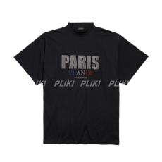 발렌시아가 파리 스트라스 오버사이즈 티셔츠 블랙