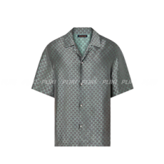루이비통 실크 블렌드 자카드 쇼트 슬리브드 셔츠