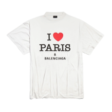 발렌시아가 아이 러브 파리 미디엄 핏 티셔츠 화이트