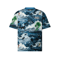 루이비통 프린티드 쇼트 슬리브드 코튼 티셔츠