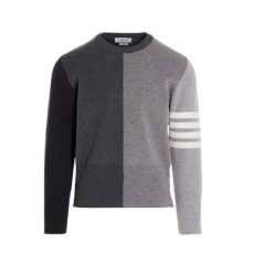 톰브라운 RWB 장식 사선 슬리브 울 니트탑