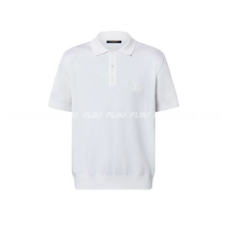 루이비통 캐시미어 앤드 코튼 블렌드 쇼트 슬리브드 폴로셔츠 화이트