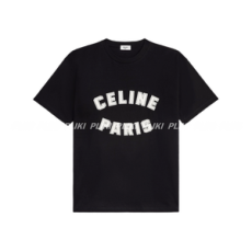 셀린느 PARIS 코튼 저지 루즈 티셔츠 블랙