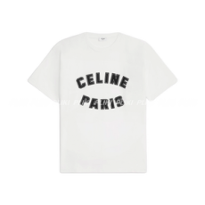 셀린느 PARIS 코튼 저지 루즈 티셔츠 화이트