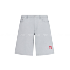 디올 CD 하트 버뮤다 그레이 코튼 캔버스 쇼츠