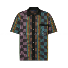 루이비통 다미에 쇼트 슬리브드 코튼 니트 셔츠