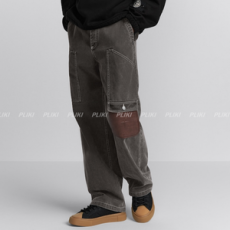 디올 & 스톤 아일랜드 블랙 코튼 캔버스 카고 진