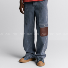 디올 & 스톤 아일랜드 그레이 코튼 캔버스 카고 진