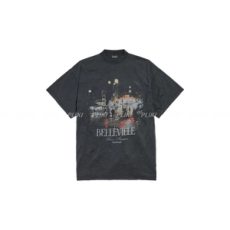 발렌시아가 벨빌 오버사이즈 티셔츠 페이드 블랙