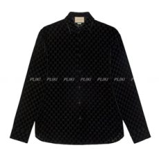 구찌 블랙 벨벳 오버사이즈 GG 셔츠