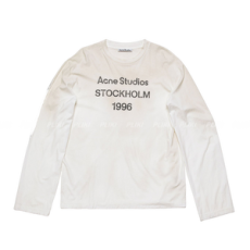 아크네 스튜디오 로고 티셔츠 릴렉스 핏 더스티 화이트