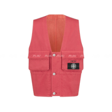 디올 & 스톤 아일랜드 레드 코튼 블랜드 새틴 베스트