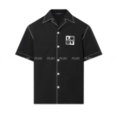 루이비통 엠브로이더드 쇼트 슬리브드 코튼 셔츠