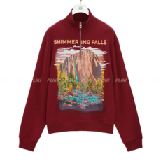 로에베 집업 스웨트셔츠 코튼 버건디